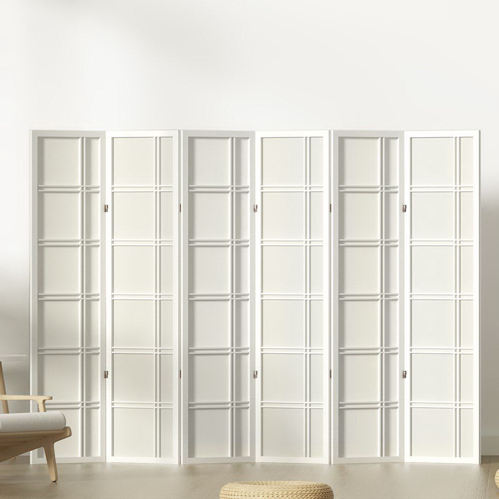 Room Divider Screen Privacy Wood Dividers Stand 6 Panel White