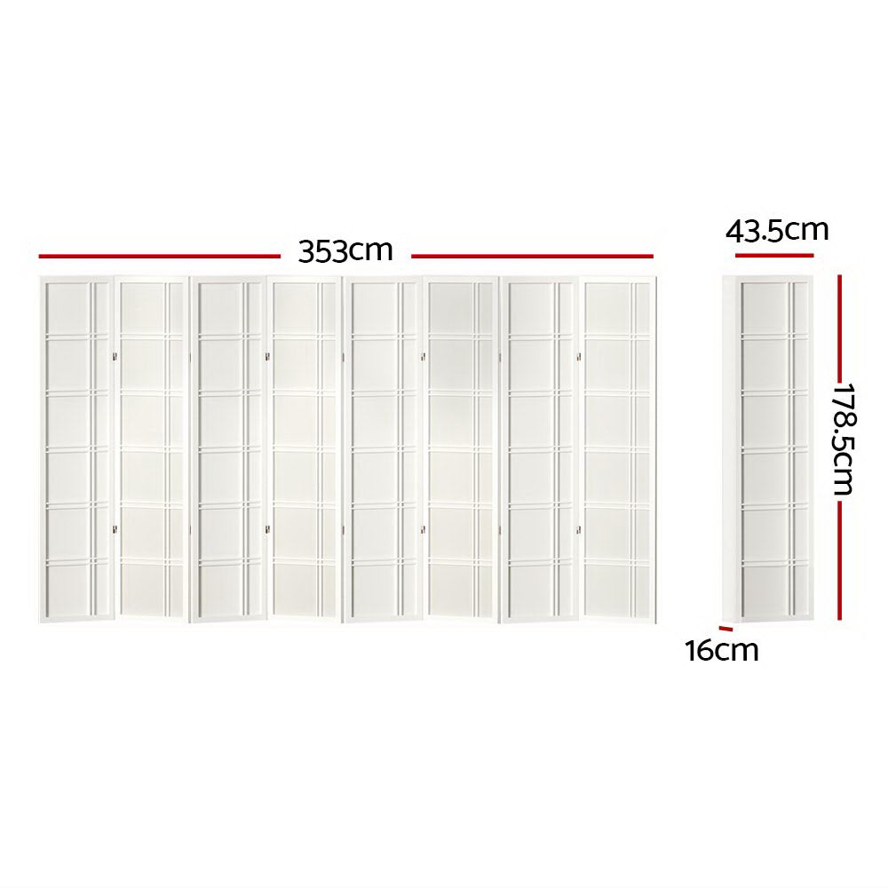 Room Divider Screen Privacy Wood Dividers Stand 8 Panel White