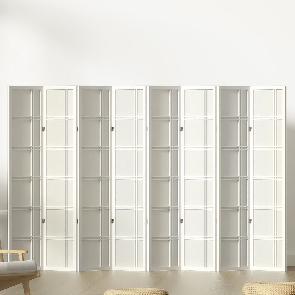 Room Divider Screen Privacy Wood Dividers Stand 8 Panel White