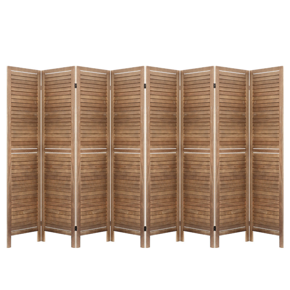 Wooden Room Divider Screen 8 Panel - Brown