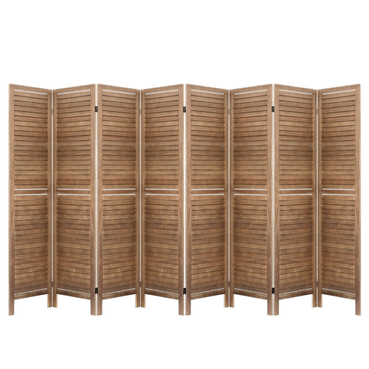 Wooden Room Divider Screen 8 Panel - Brown