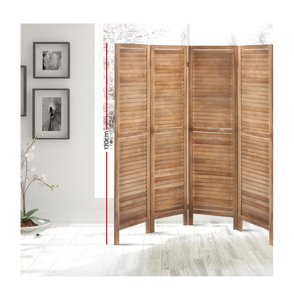 Wooden Room Divider Screen 8 Panel - Brown