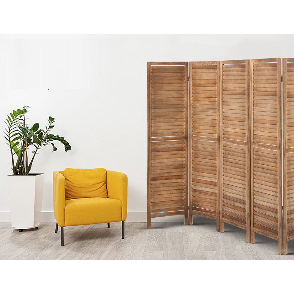 Wooden Room Divider Screen 8 Panel - Brown