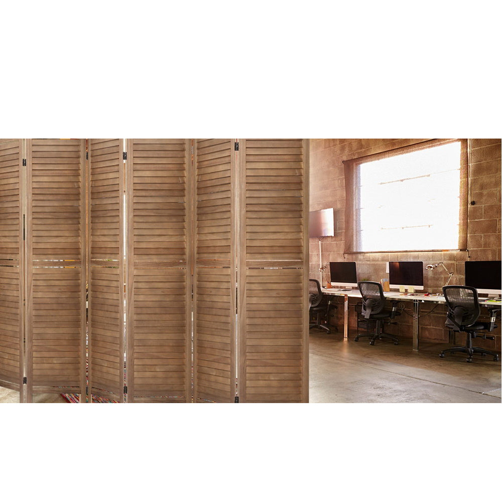 Wooden Room Divider Screen 8 Panel - Brown