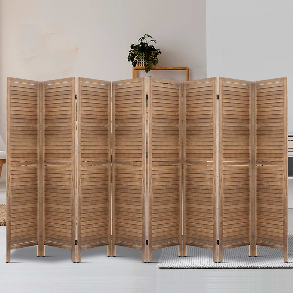 Wooden Room Divider Screen 8 Panel - Brown