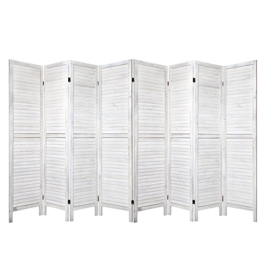 Room Divider Screen 8 Panel Privacy Wood Dividers Stand Bed Timber White