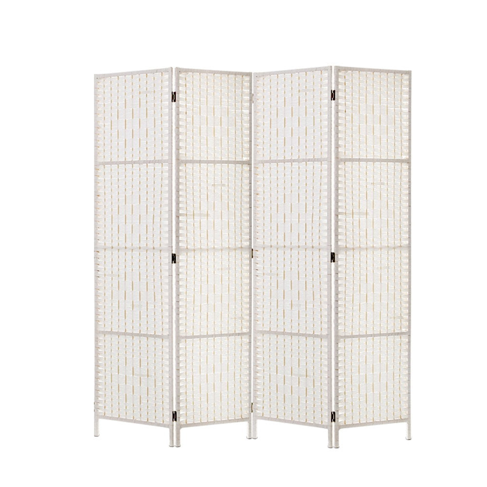 4 Panel Room Divider Screen Privacy Timber Foldable Dividers Stand White