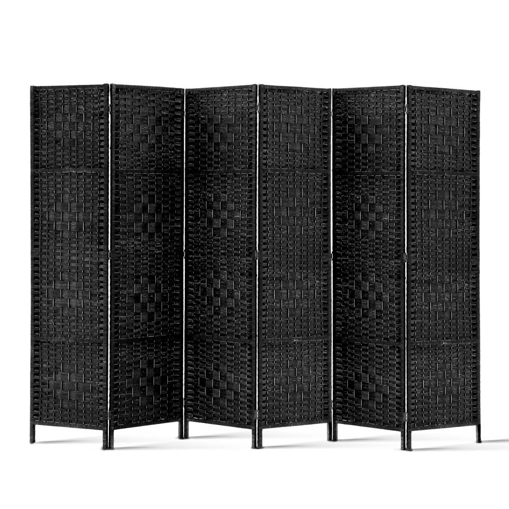 6 Panel Room Divider Screen Privacy Timber Foldable Dividers Stand Black
