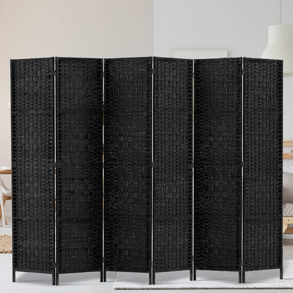 6 Panel Room Divider Screen Privacy Timber Foldable Dividers Stand Black