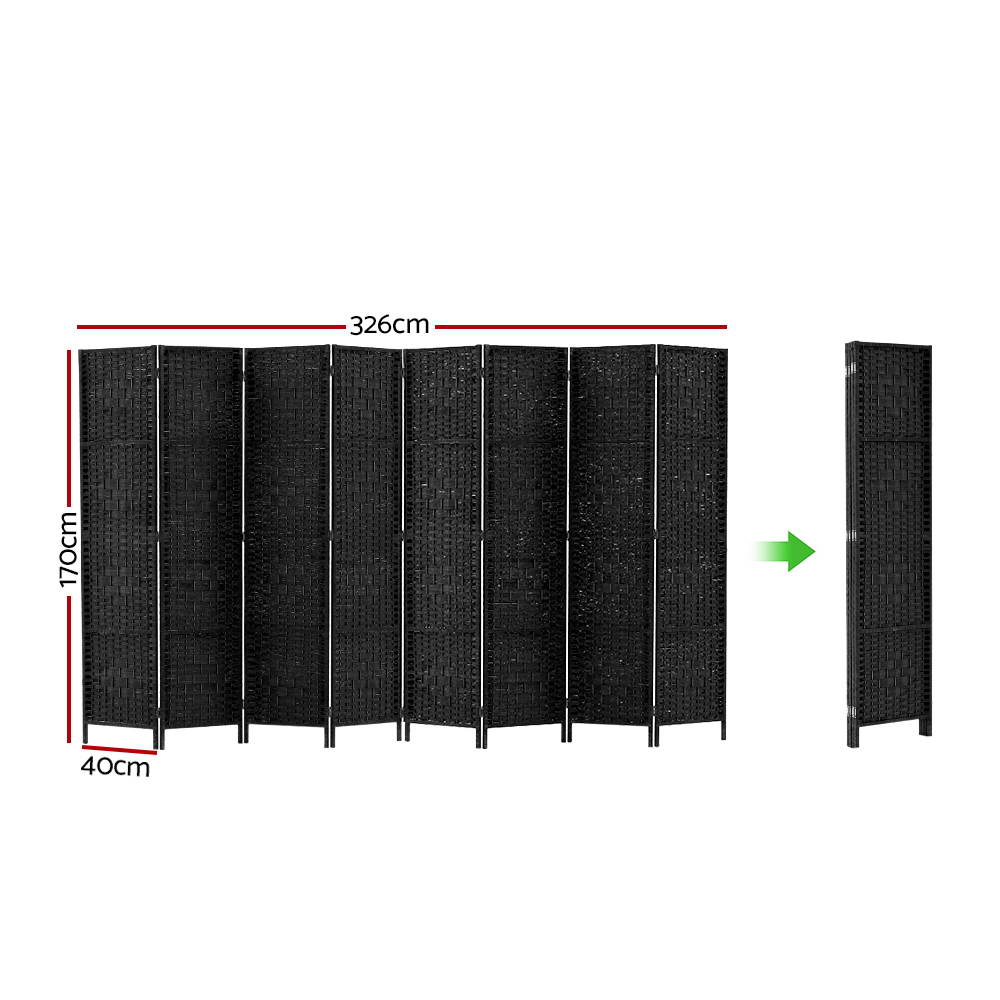 8 Panel Room Divider Screen Privacy Timber Foldable Dividers Stand Black