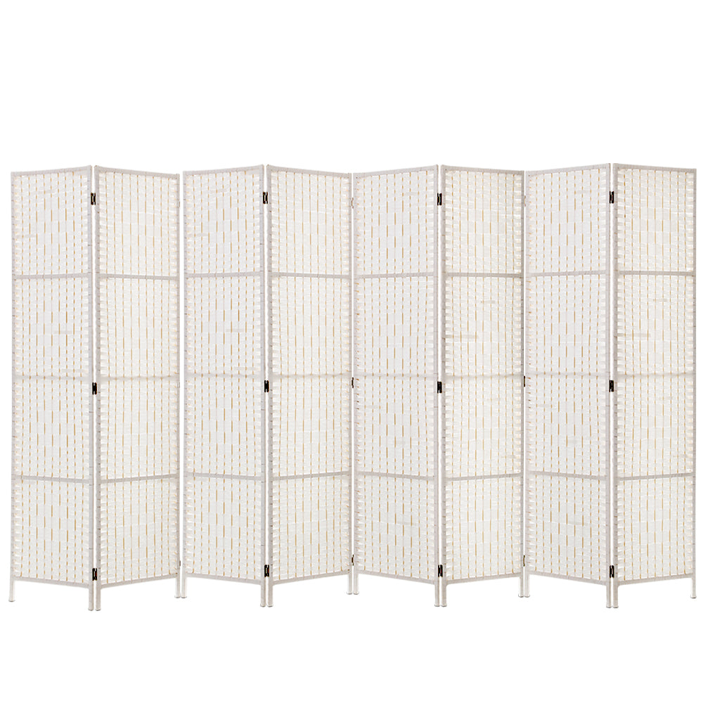 8 Panel Room Divider Screen Privacy Timber Foldable Dividers Stand White