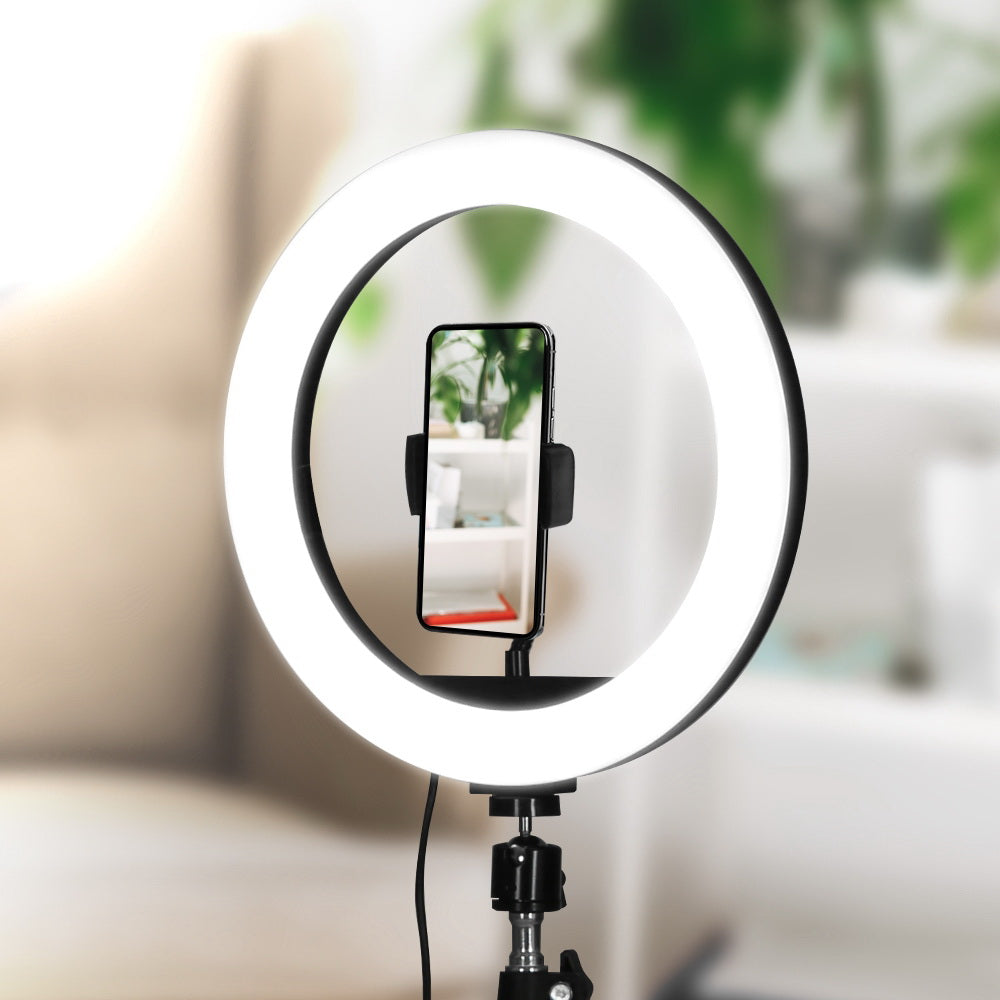 LED Ring Light Dimmable Diva Diffuser with Stand Make Up 5500K - 10in