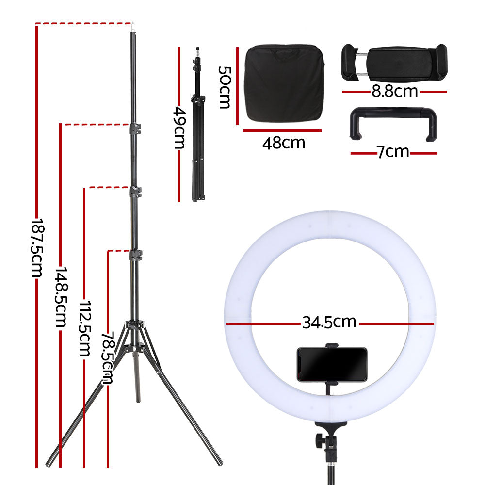 LED Ring Light Dimmable Stand MakeUp Studio Video 3000LM - 14in