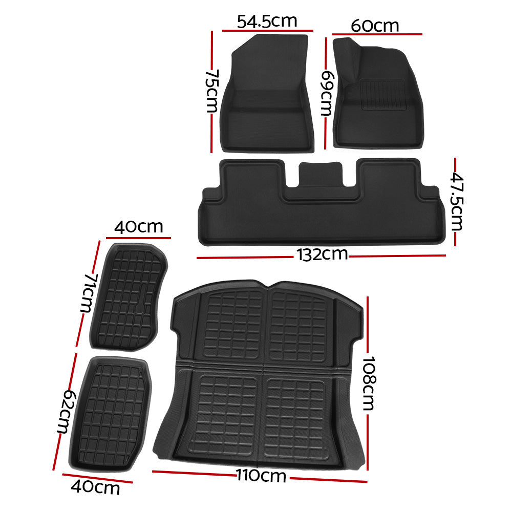 Car Rubber Floor Trunk Toolbox Cargo Mat - For Tesla Model 3
