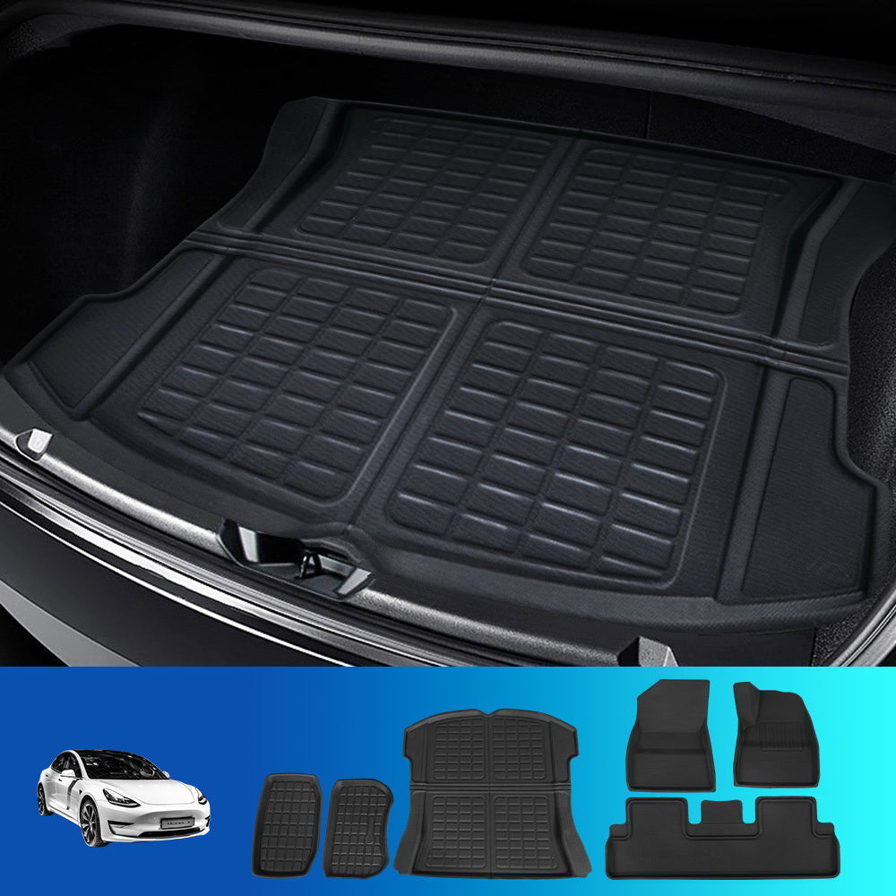 Car Rubber Floor Trunk Toolbox Cargo Mat - For Tesla Model 3