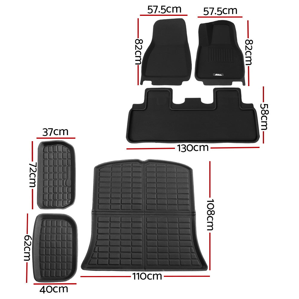 Car Rubber Floor Trunk Toolbox Cargo Mat - For Tesla Model Y