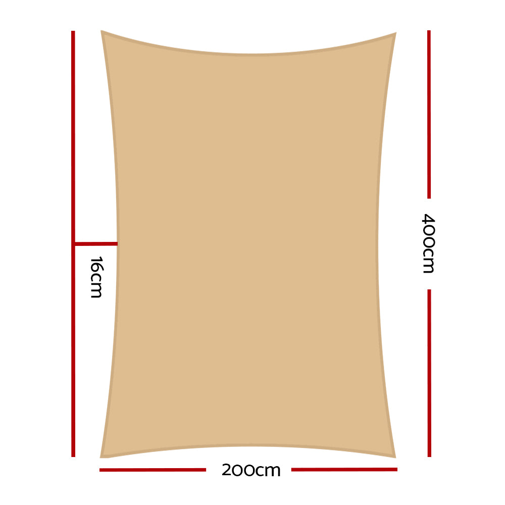 Sun Shade Sail Cloth Outdoor Canopy Rectangle 280GSM - 2x4m