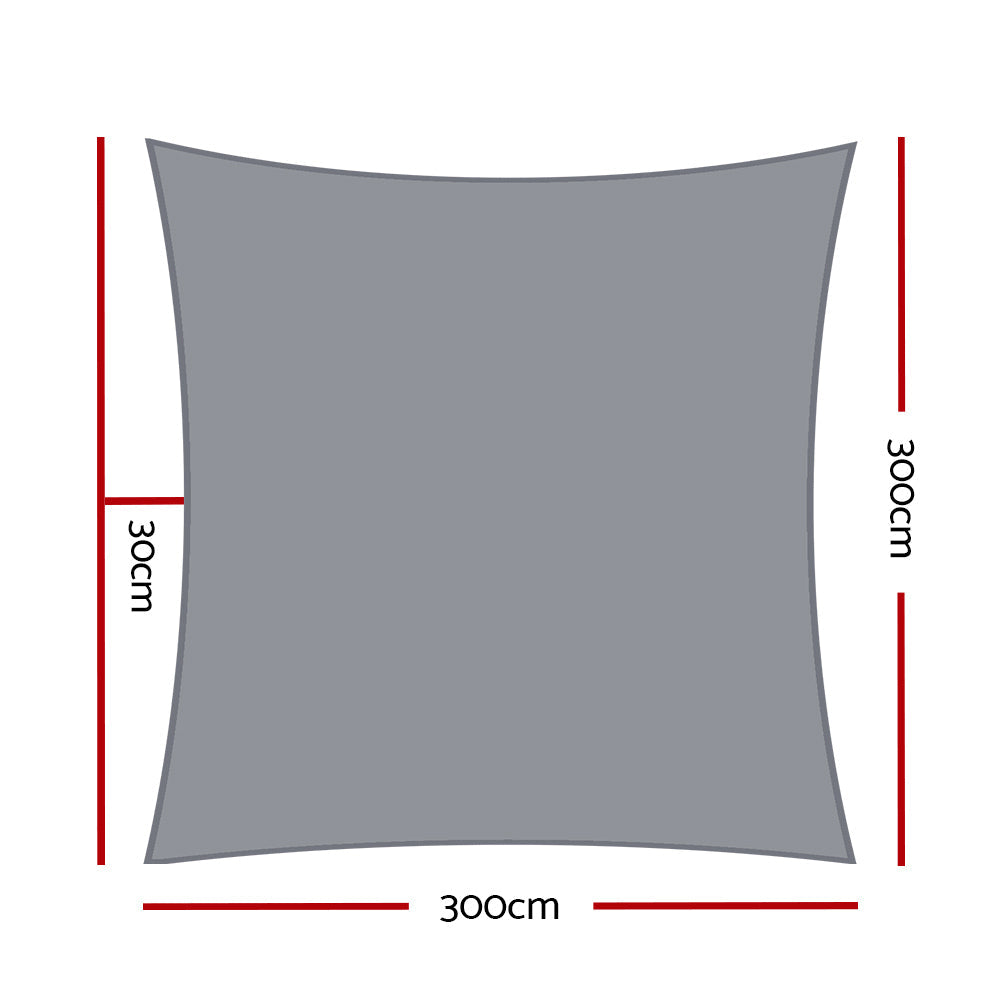 Sun Shade Sail Cloth Outdoor Canopy Rectangle Grey 280GSM - 3x3m