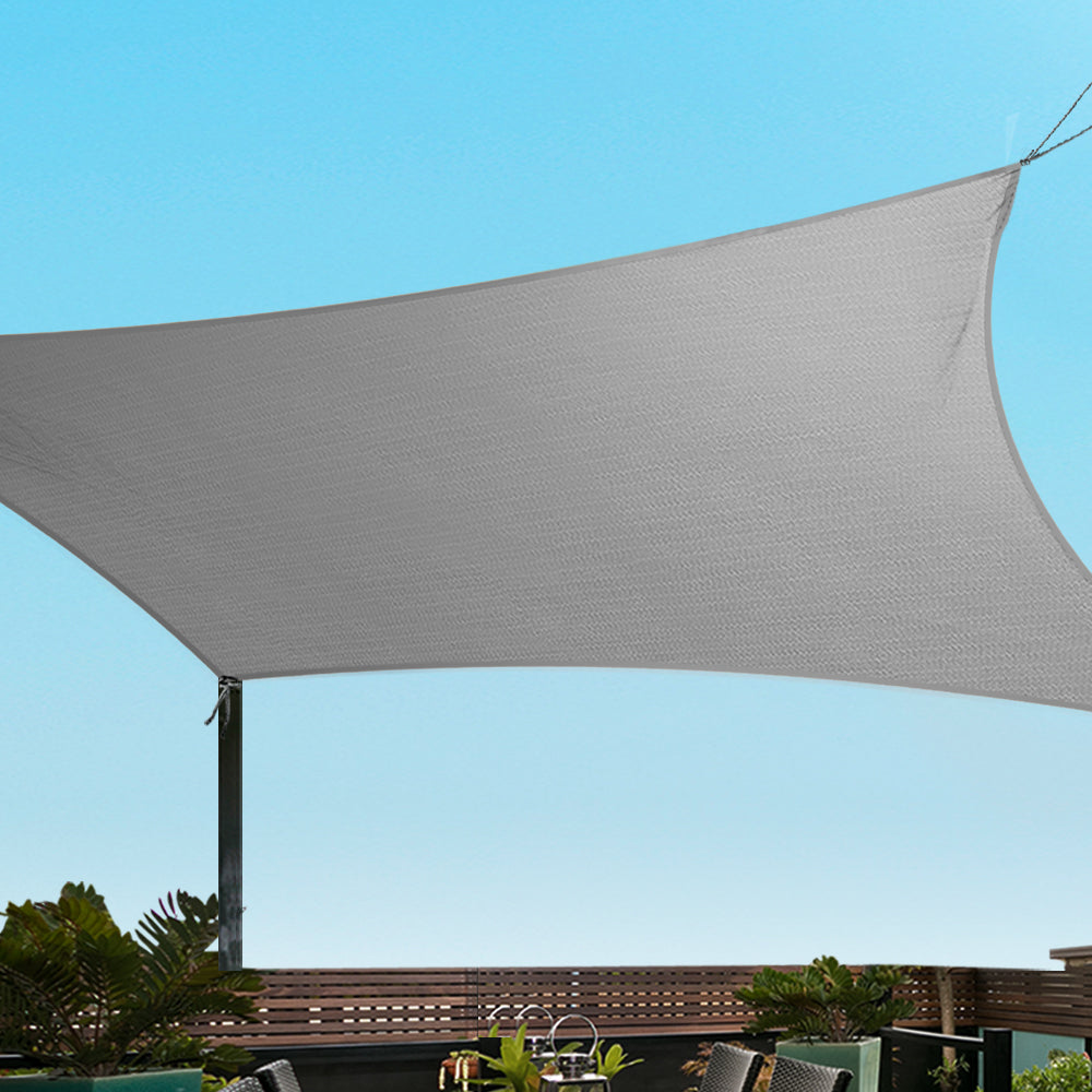Sun Shade Sail Cloth Outdoor Canopy Rectangle Grey 280GSM - 3x3m