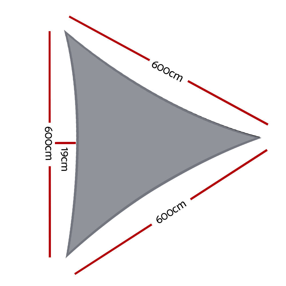 Sun Shade Sail Cloth Outdoor Canopy Triangle 280GSM - 6x6x6m