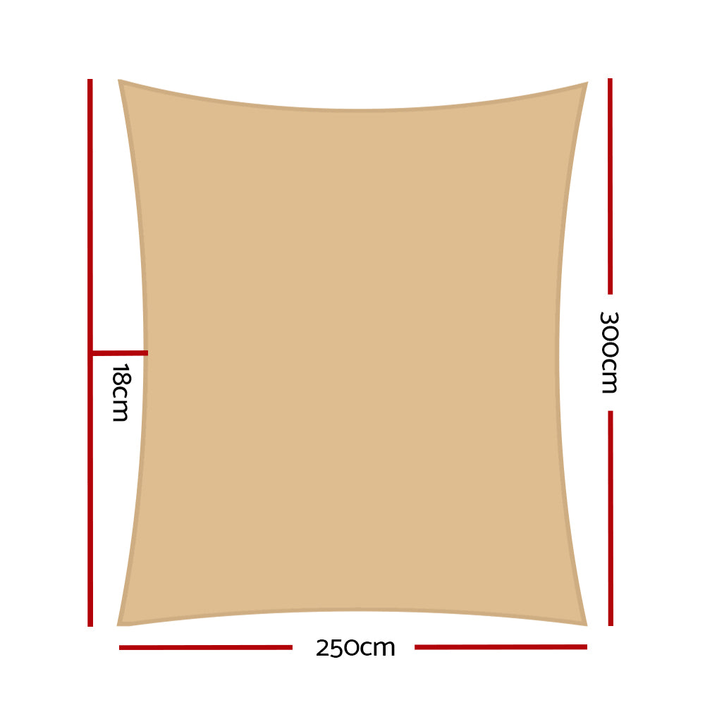 Shade Sail Sun Shadecloth Sand 280GSM - 2.5x3m
