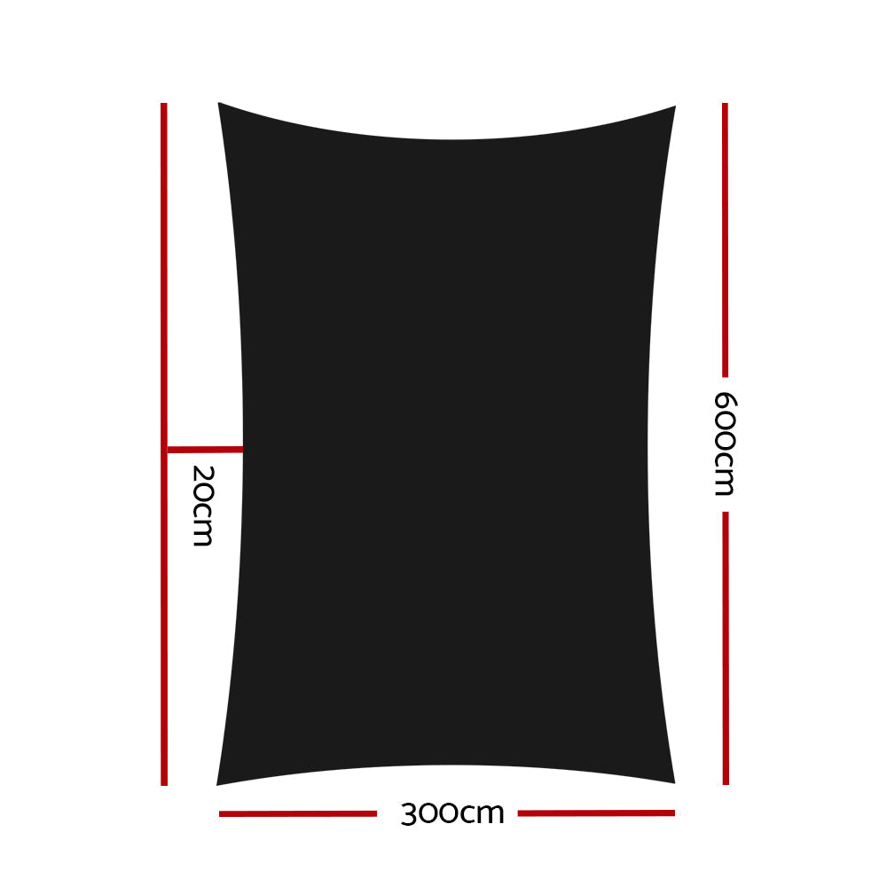 Rectangle Sun Shade Sail - 290GSM 3x6m
