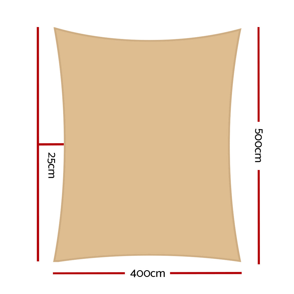 Shade Sail Sun Shadecloth Sand 280GSM - 4x5m