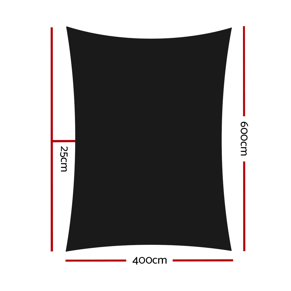 Shade Sail Sun Shadecloth Black 280GSM - 4x6m