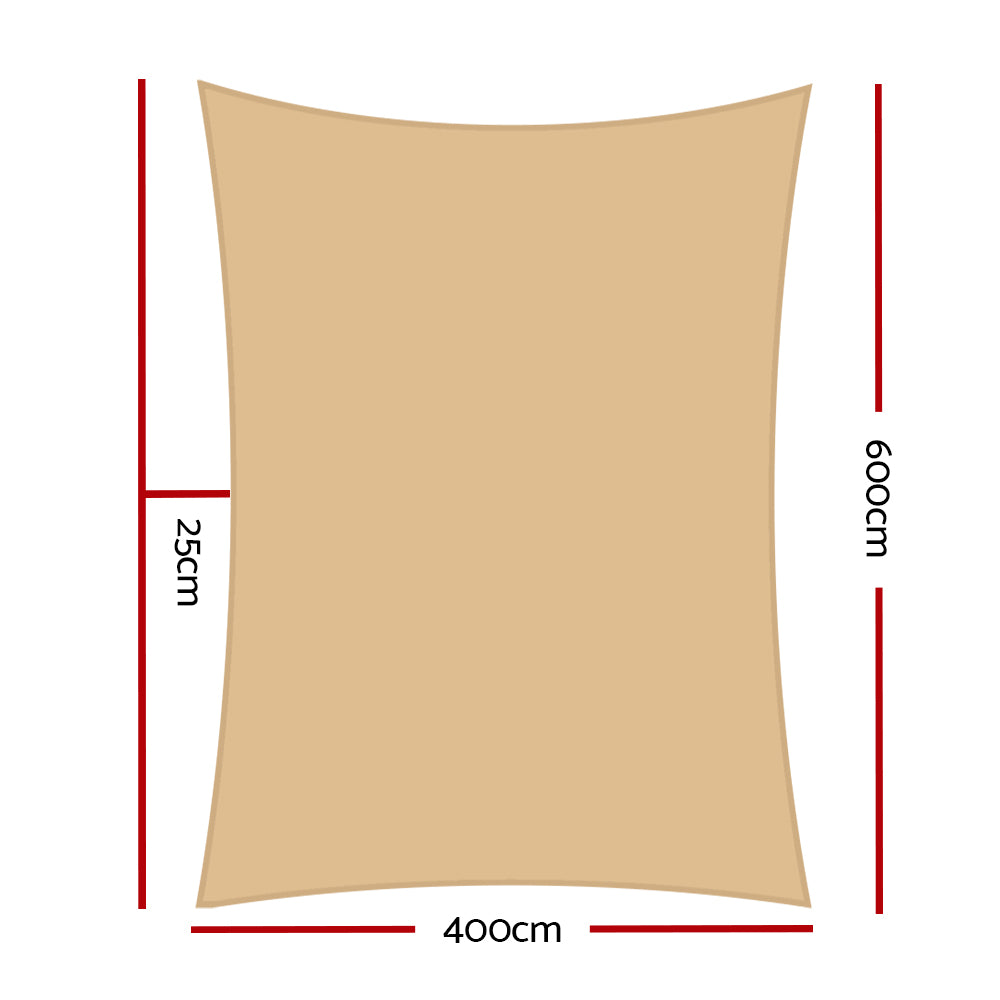 Shade Sail Sun Shadecloth Sand 280GSM - 4x6m