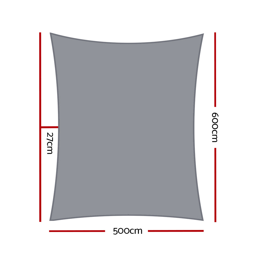 Sun Shade Sail Cloth Rectangle Heavy Duty Sand Canopy 280GSM - 5x6m
