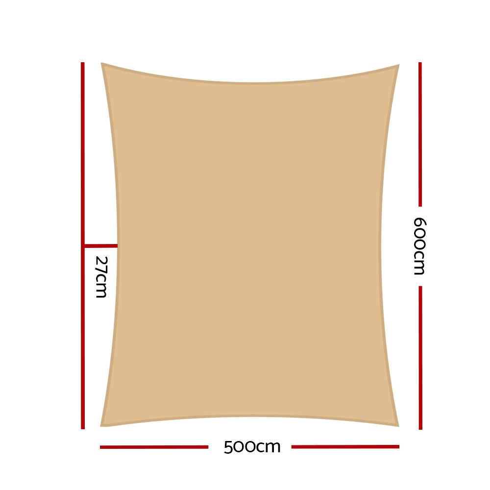 Shade Sail Sun Shadecloth Sand 280GSM - 5x6m