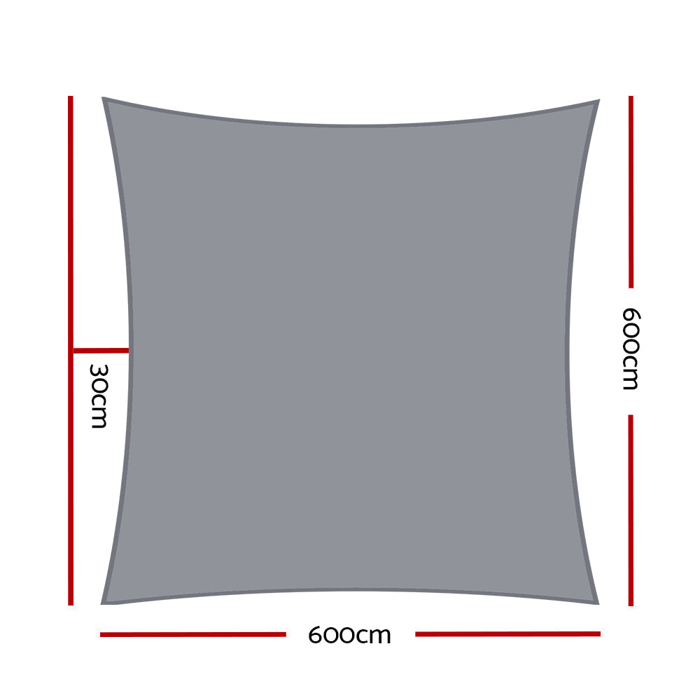 Sun Shade Sail Cloth Square Heavy Duty Sand Canopy 280GSM - 6x6m