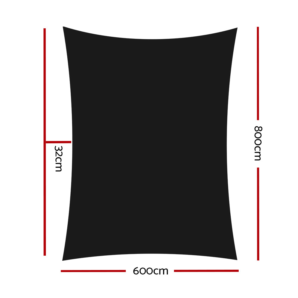Shade Sail Sun Shadecloth Black 280GSM - 6x8m