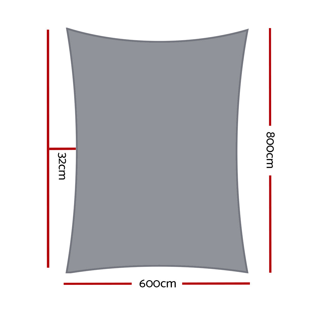 Sun Shade Sail Cloth Outdoor Rectangle Canopy 280GSM - 6x8m
