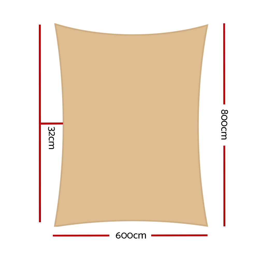 Shade Sail Sun Shadecloth Canopy Square 280GSM - 6x8m