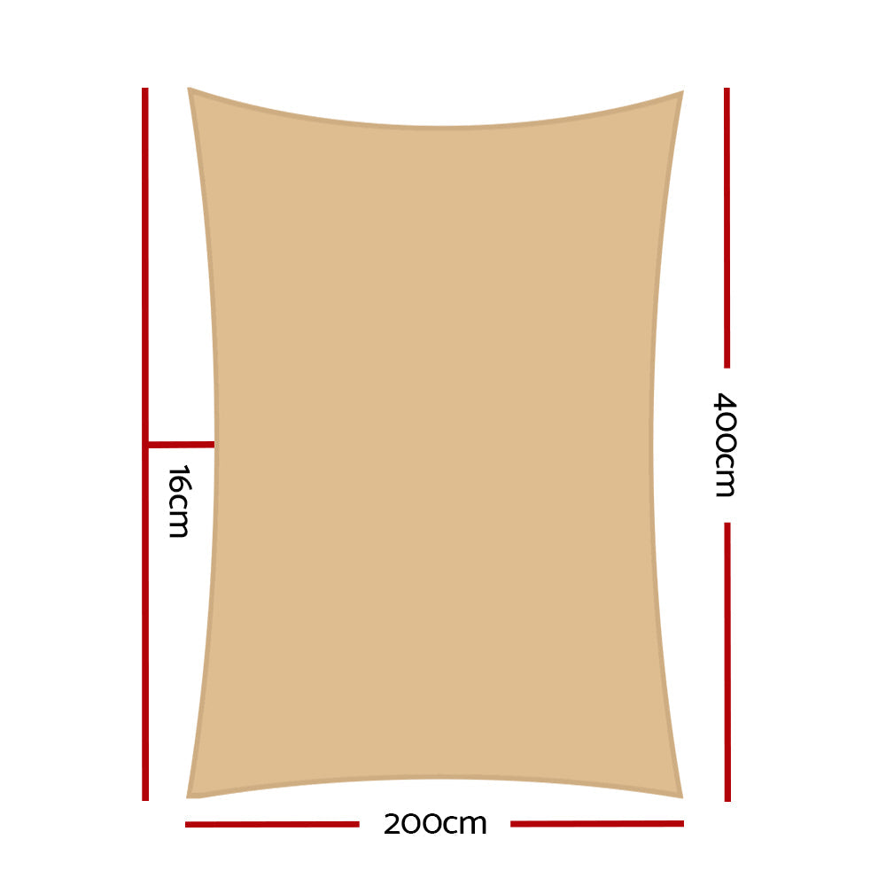 Sun Shade Sail Cloth Rectangle Heavy Duty Sand Canopy - 2x4m