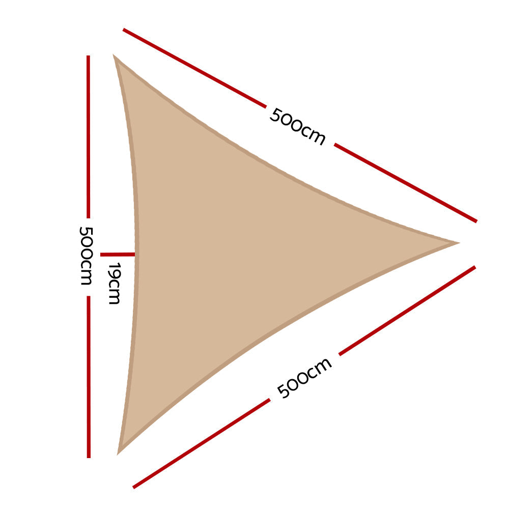 Shade Sail Cloth Heavy Duty Sand Sun Canopy Triangle - 5x5m