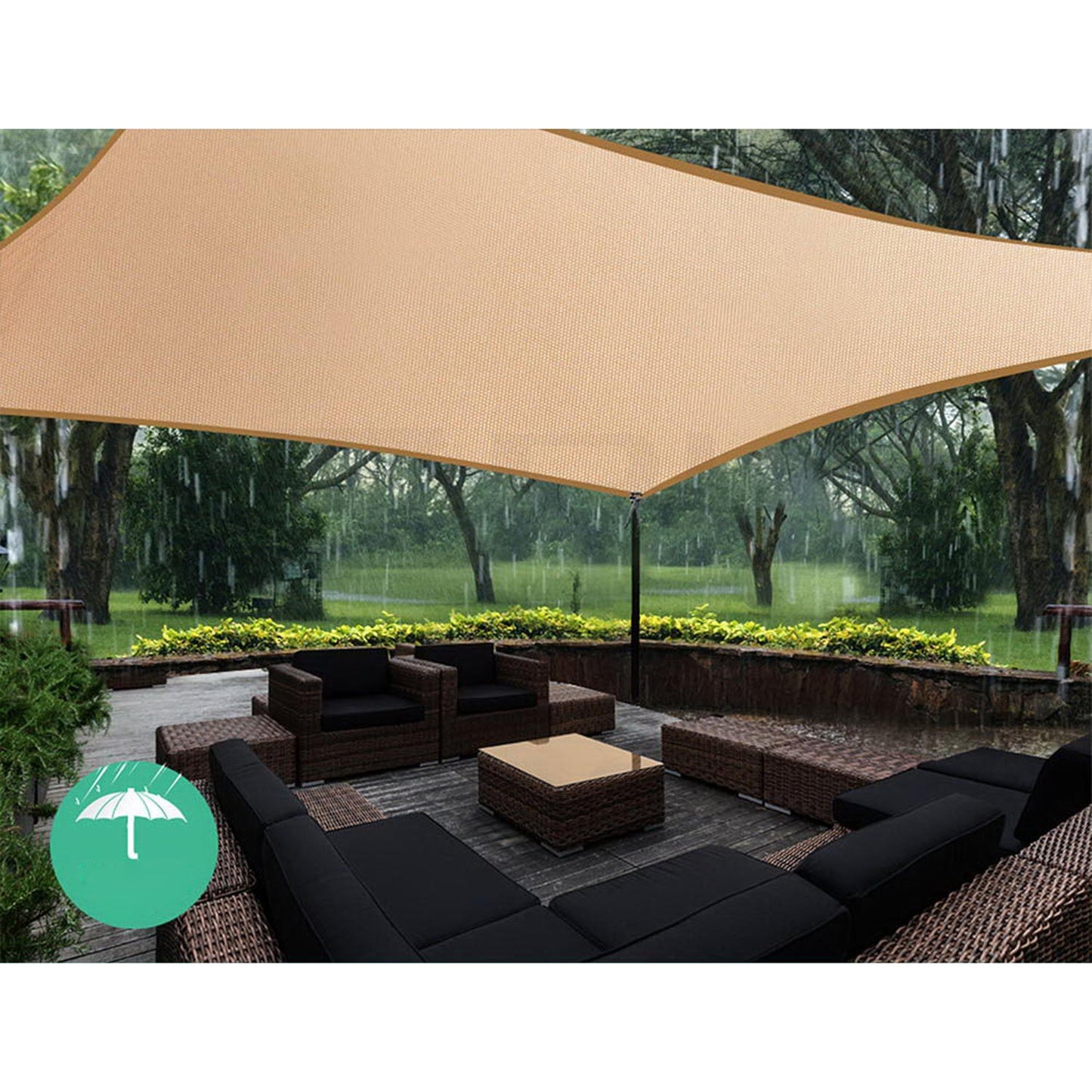 Waterproof Rectangle Shade Sail Cloth - Sand Beige 4 x 6m