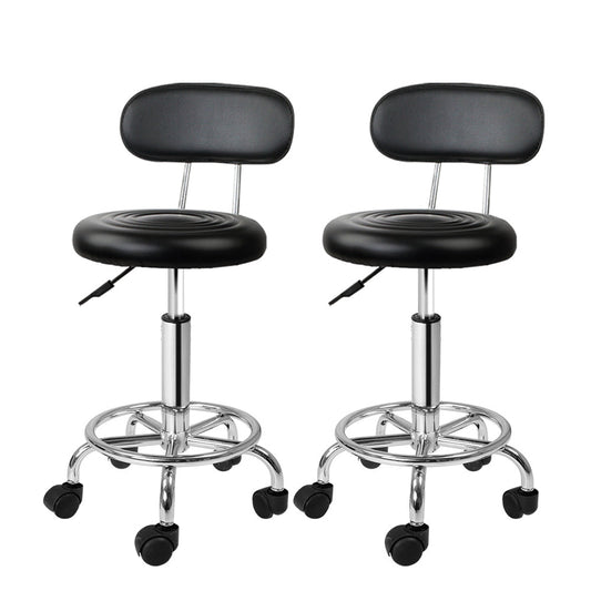 2X Salon Stool Swivel Backrest Chair Barber Hairdressing