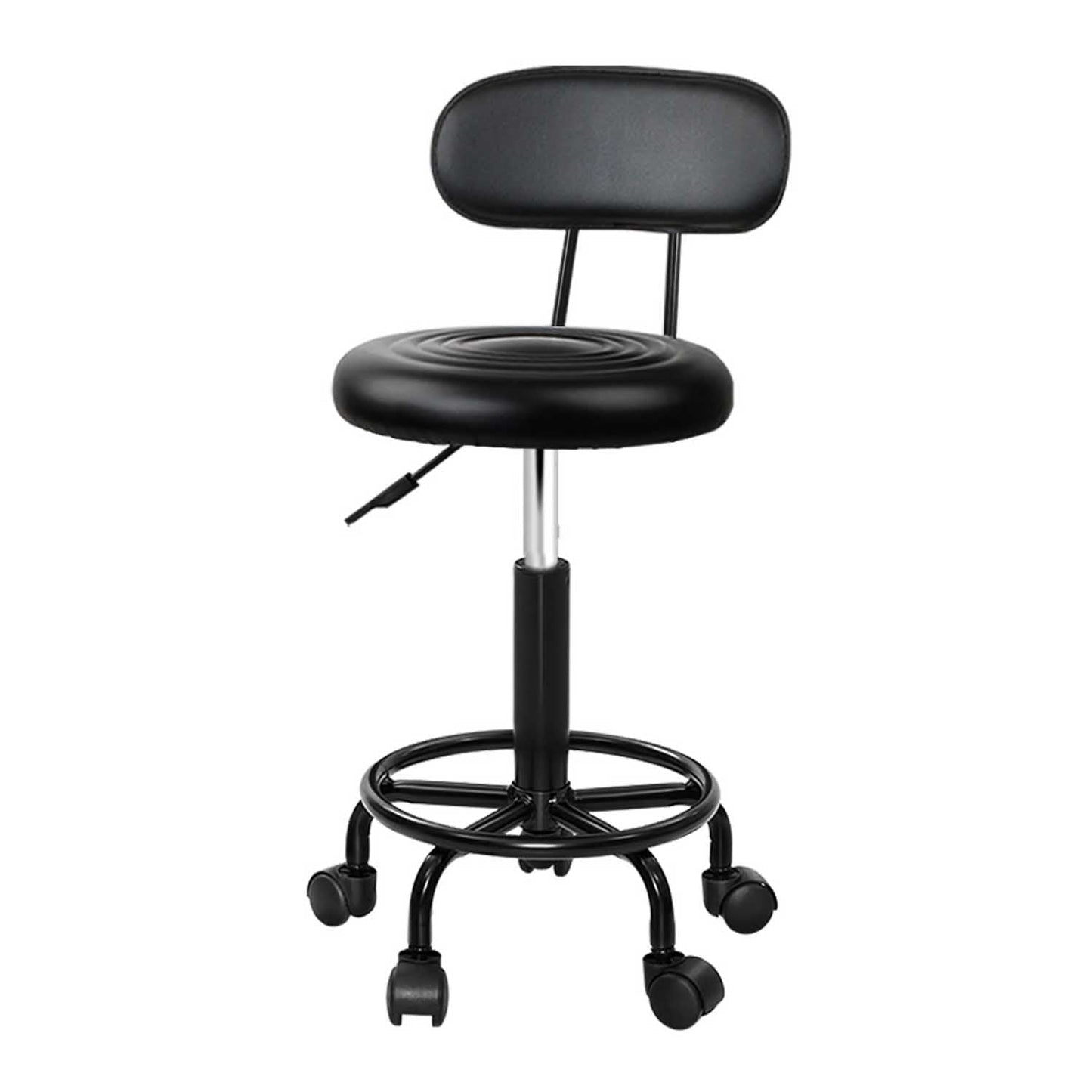 Hydraulic Lift Leather Salon Stool - Black