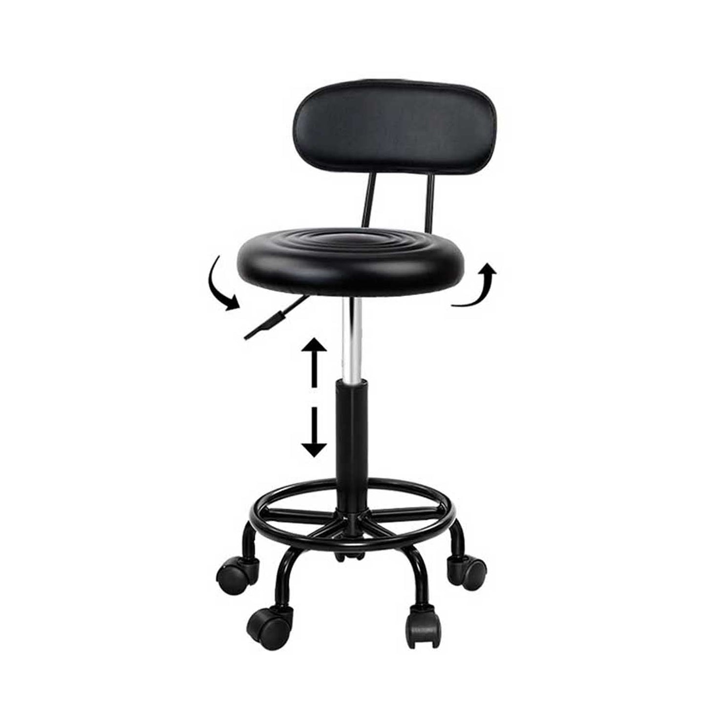 Hydraulic Lift Leather Salon Stool - Black