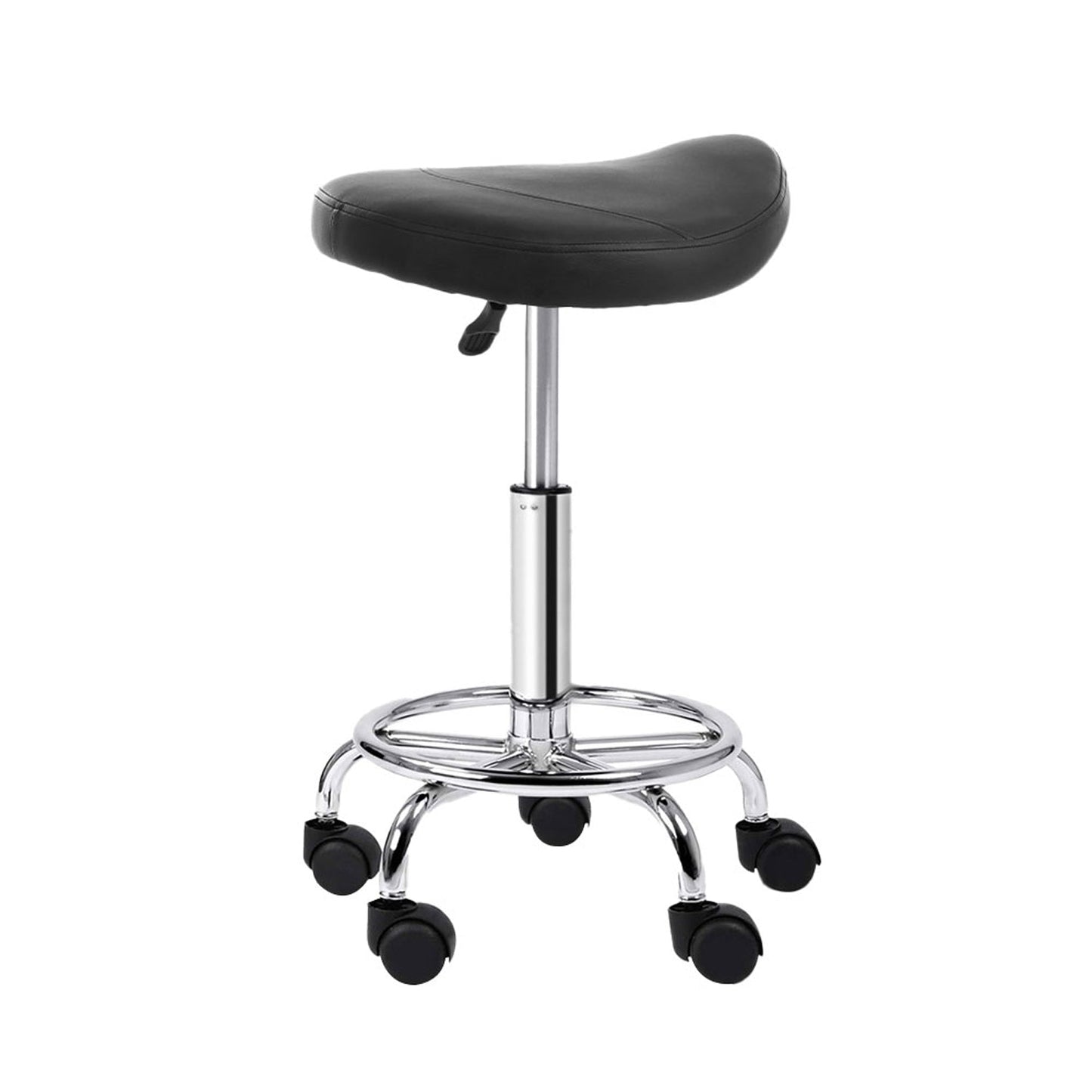 Saddle Hydraulic Lift Leather Salon Stool - Black