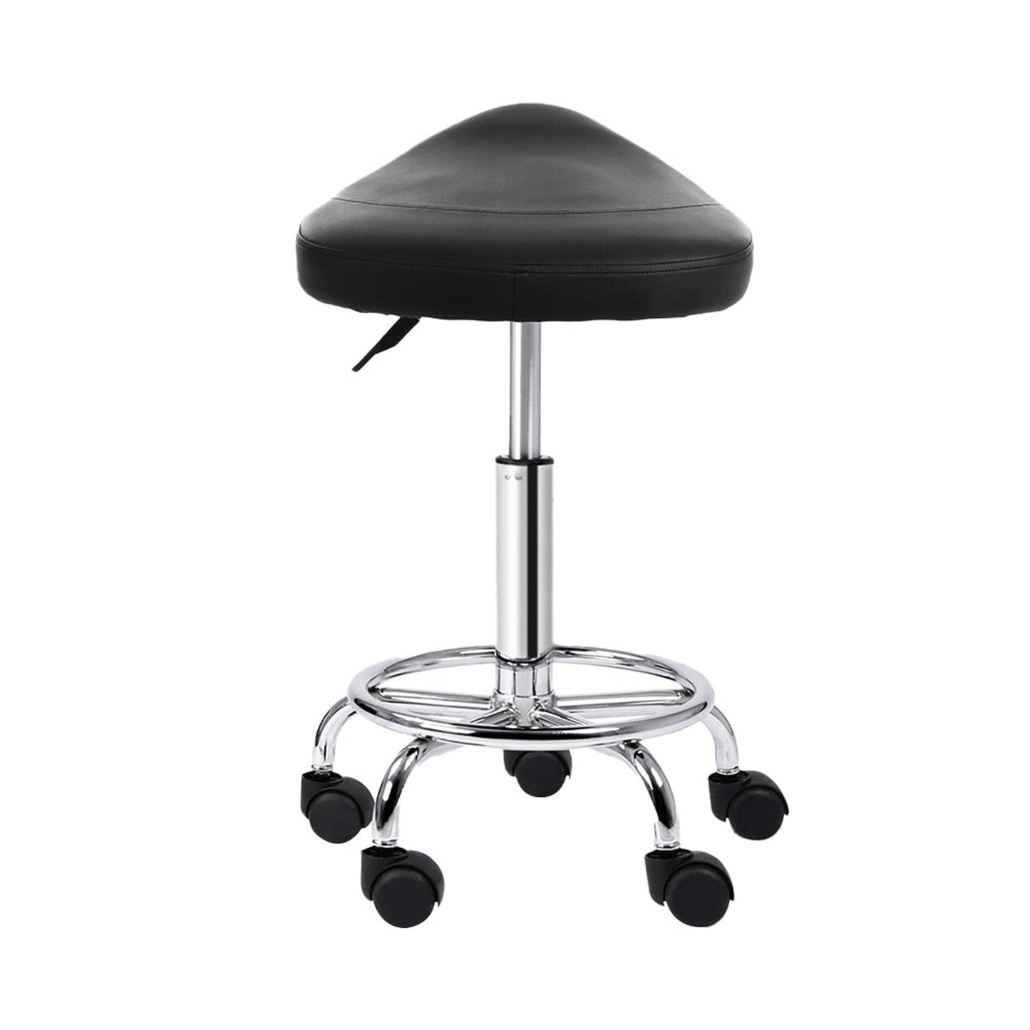 Saddle Hydraulic Lift Leather Salon Stool - Black