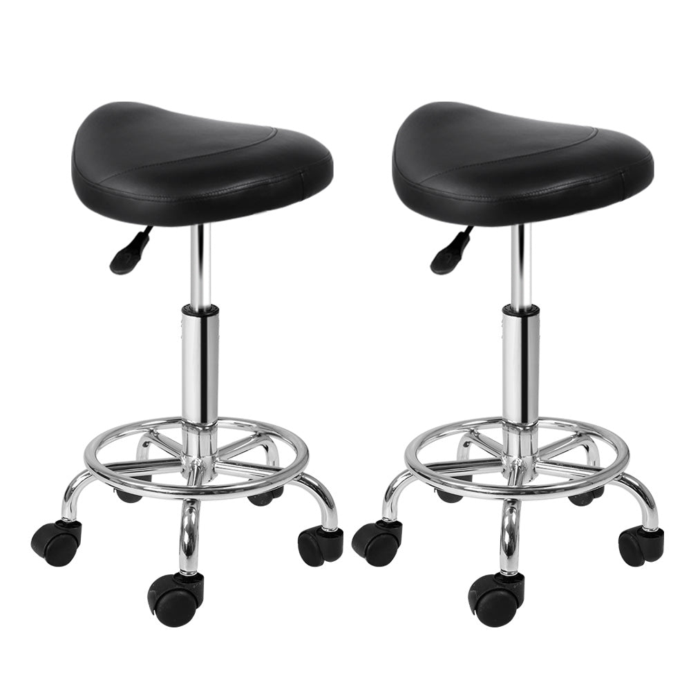 2X Saddle Salon Stool Swivel Barber Hair Dress Chair Black