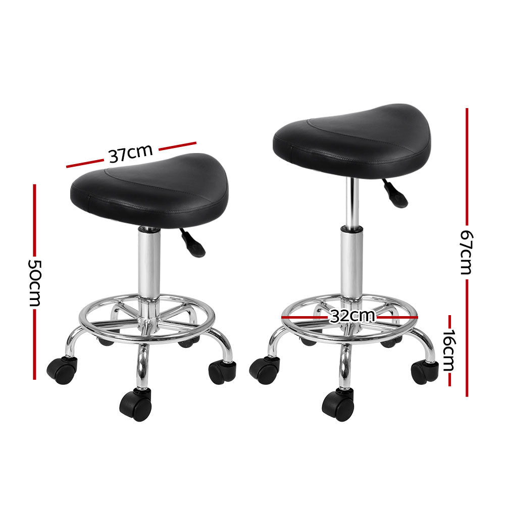 2X Saddle Salon Stool Swivel Barber Hair Dress Chair Black