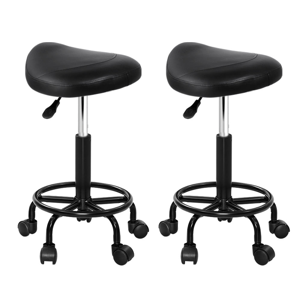 2X Saddle Salon Stool Swivel Barber Chairs Bar Stools PU