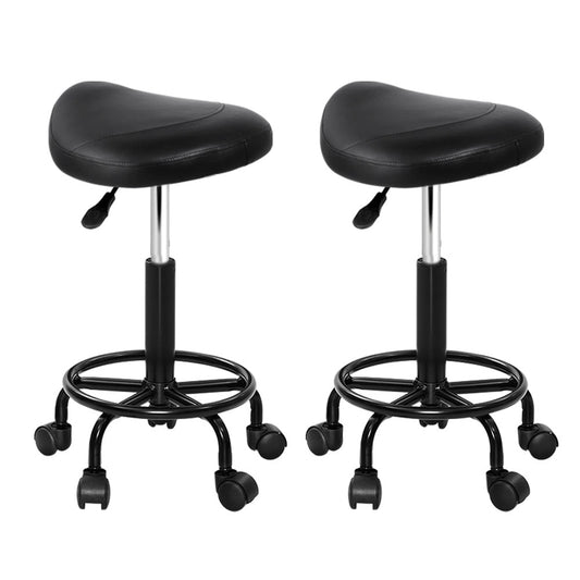 2X Saddle Salon Stool Swivel Barber Chairs Bar Stools PU