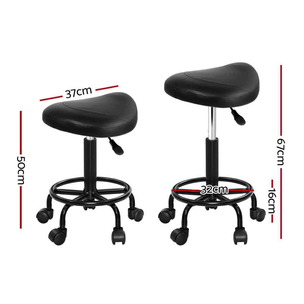2X Saddle Salon Stool Swivel Barber Chairs Bar Stools PU