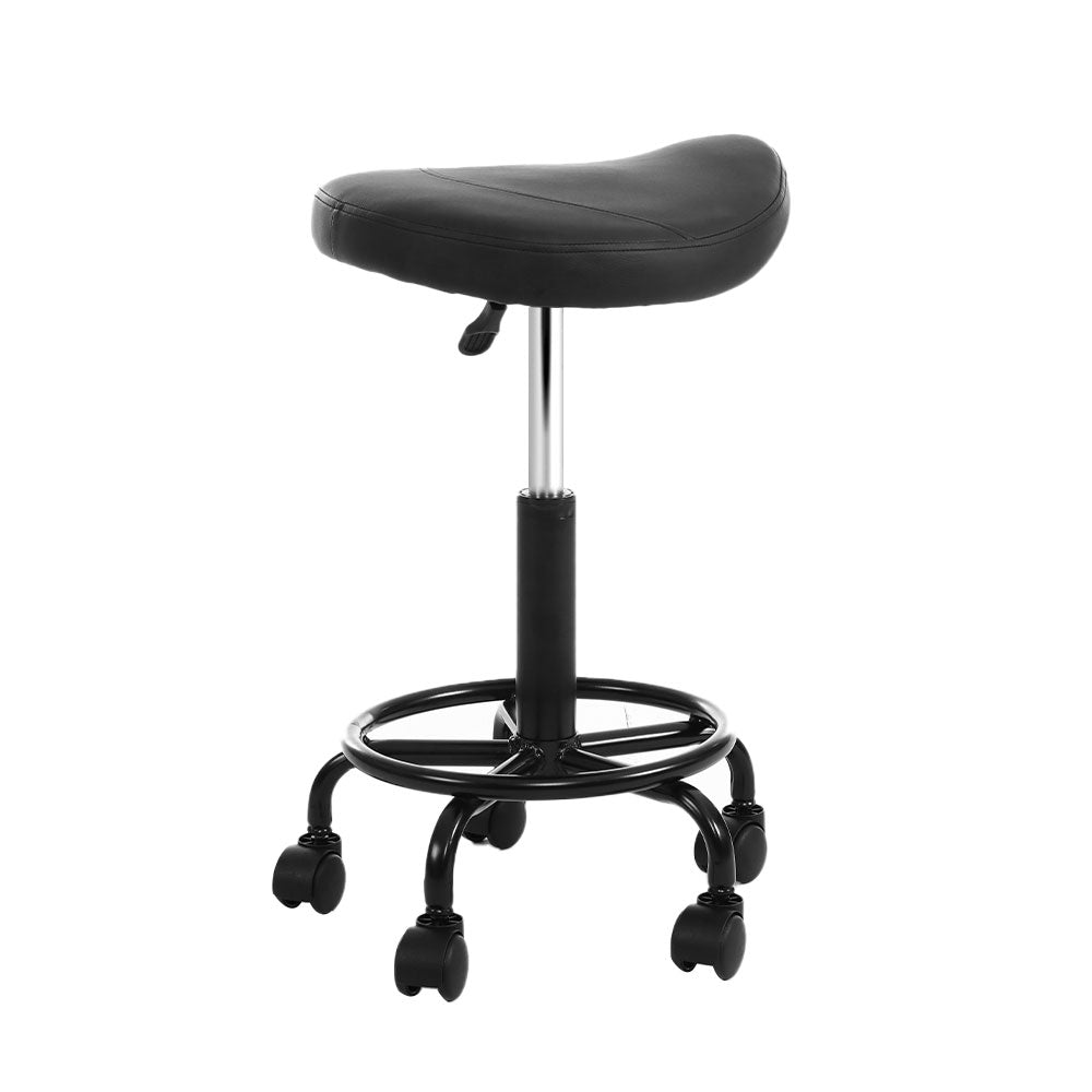 2X Saddle Salon Stool Swivel Barber Chairs Bar Stools PU