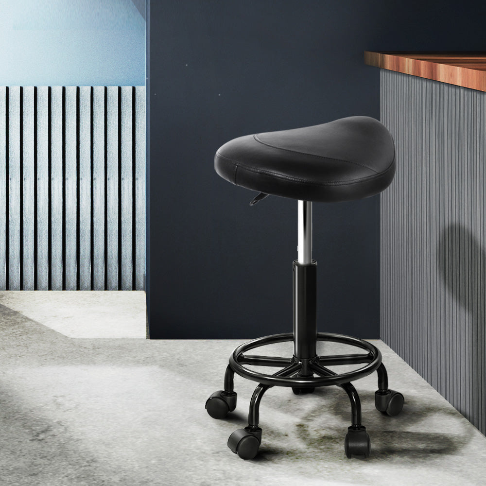 2X Saddle Salon Stool Swivel Barber Chairs Bar Stools PU